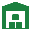 A green building with a white letter a inside of it.