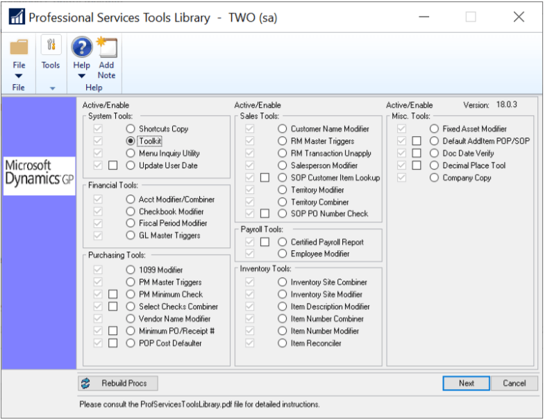 PSTL for Dynamics GP