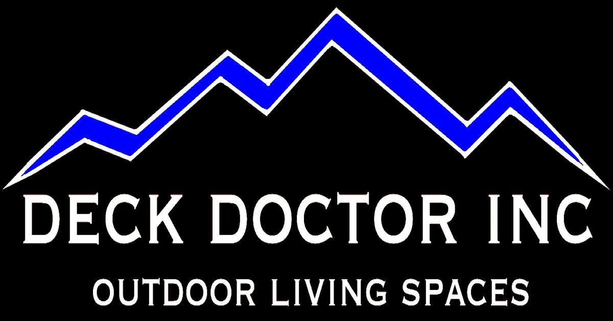 The logo for deck doctor inc , a company that sells outdoor living spaces.