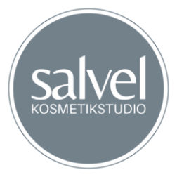 Salvel Kosmetikstudio-Logo in einem Kreis auf weißem Hintergrund