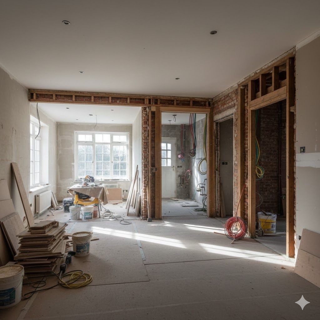 Witte airconditioningunit op een donkere sokkel met een achtergrond van grind.