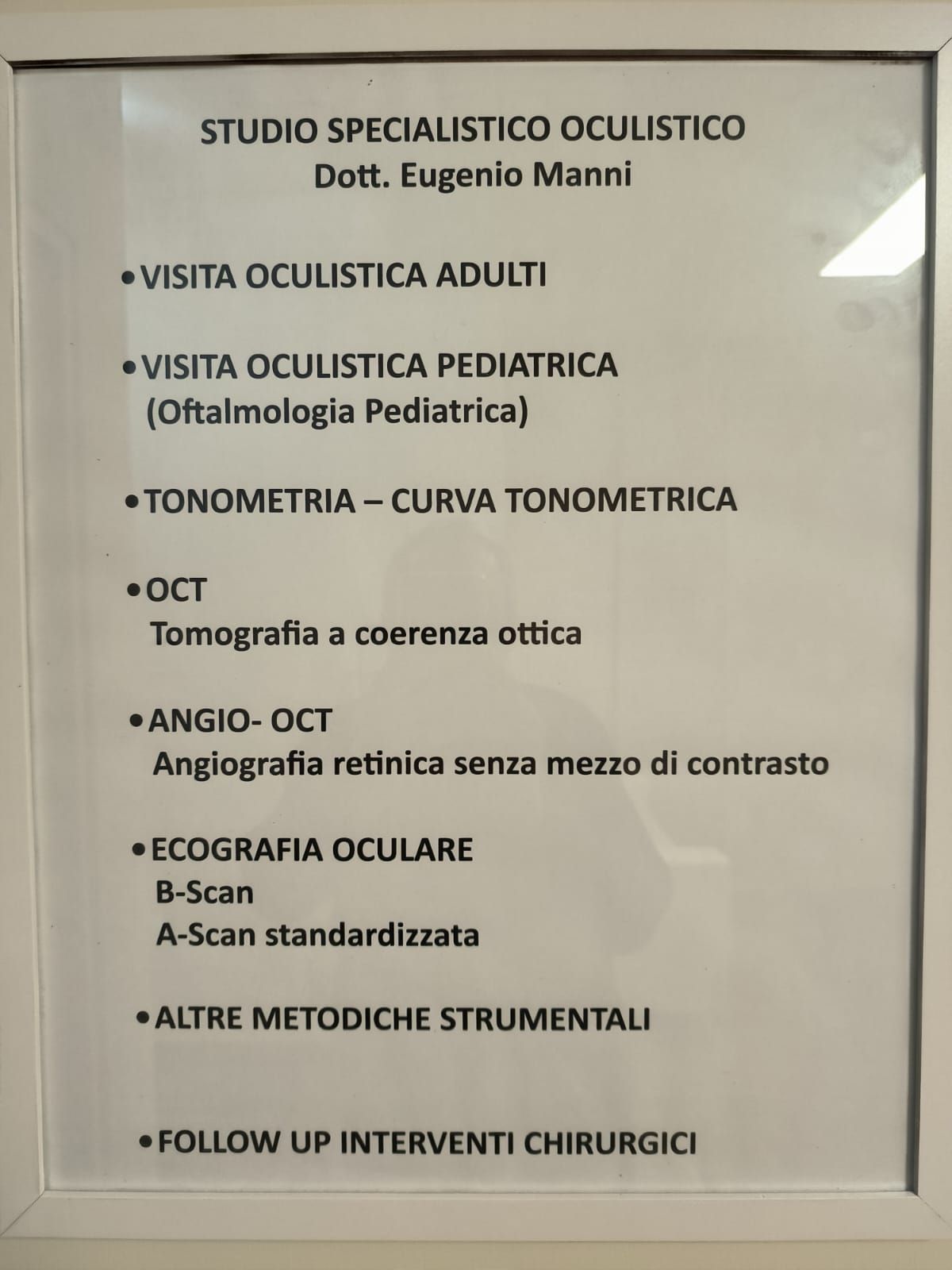 Servizi dello studio oculistico Specialistico