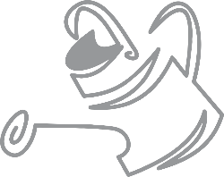 Cara sonriente estilizada de color gris con rasgos rizados.