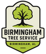 A logo for birmingham tree service with a tree on it