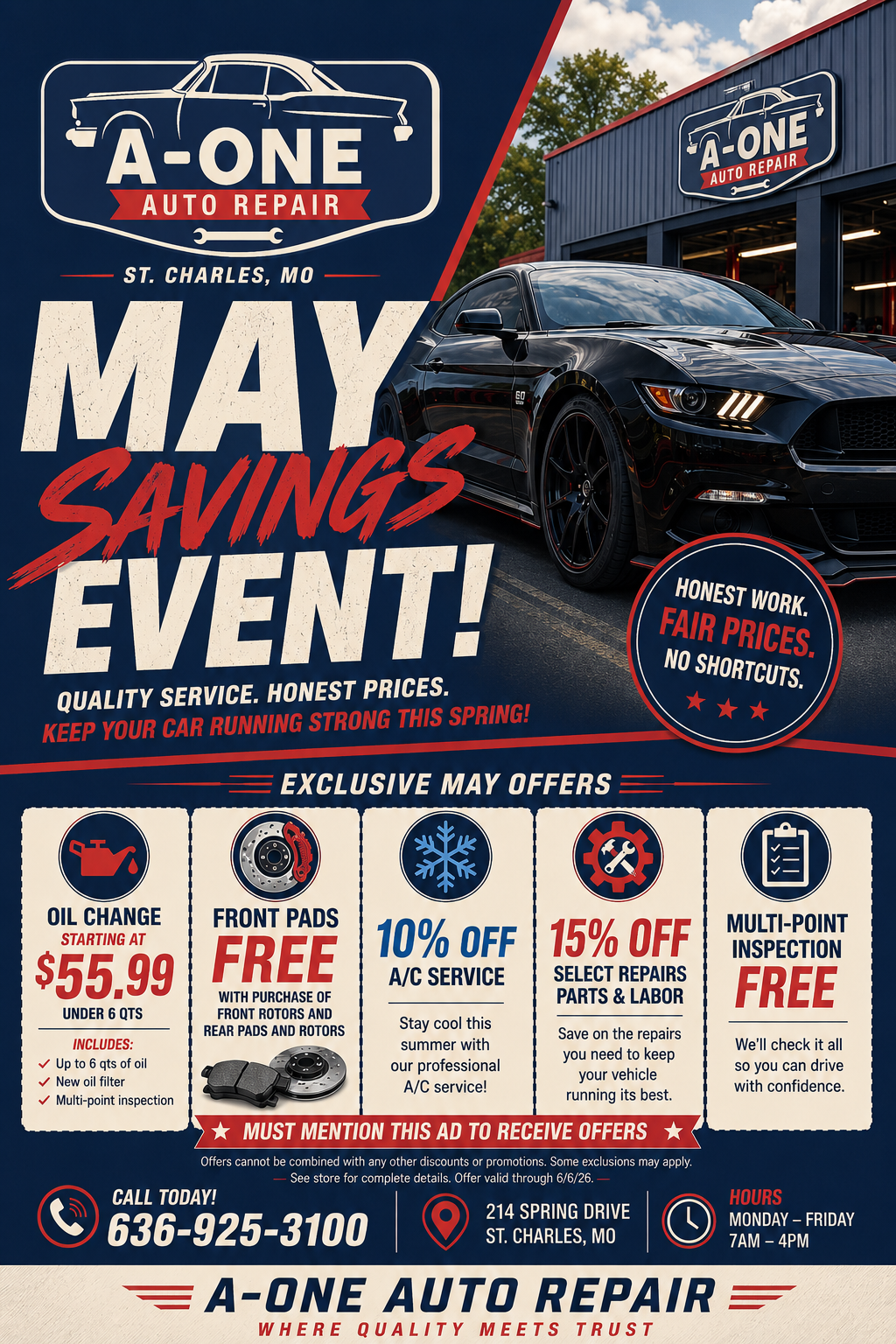 A-One Auto Repair Specials Flyer