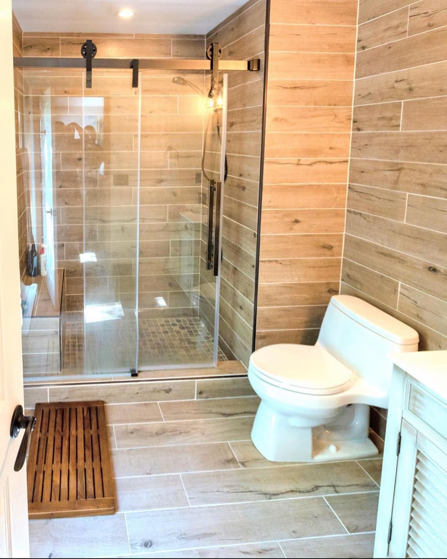 New remodeled bathroom with walk in shower