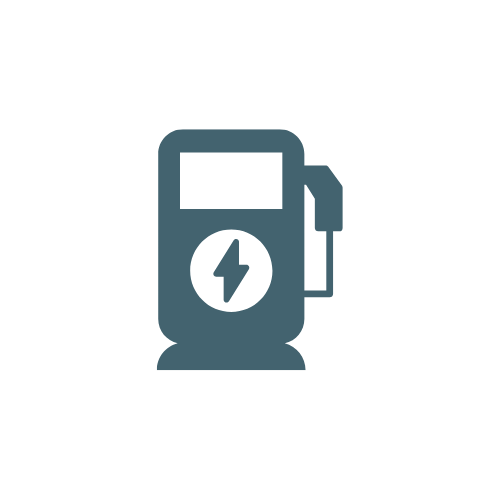 An icon of an EV charger with a lightning bolt on it.