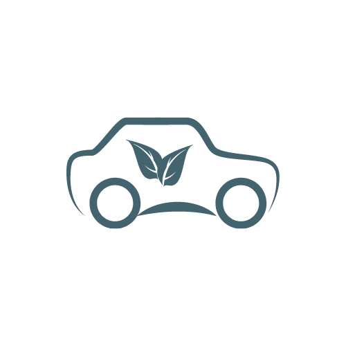An icon of a car with a leaf on it.