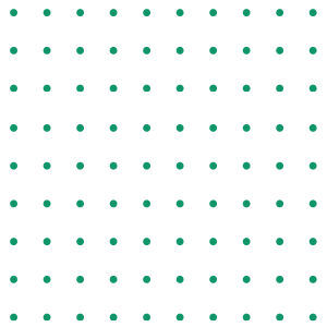 White background with a grid of small green polka dots.