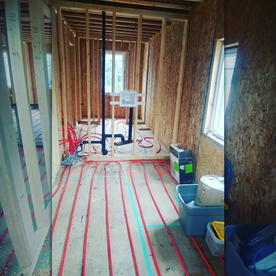 I dont always plumb houses with radiant in-floor heat- but when I do I set the closet flange up an inch and a half higher