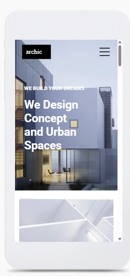 A phone displays a website that says we design concept and urban spaces