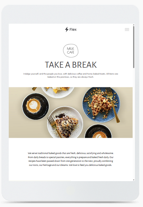 A tablet with a website on it that says take a break.
