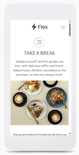 A white cell phone with a picture of plates of food on it.