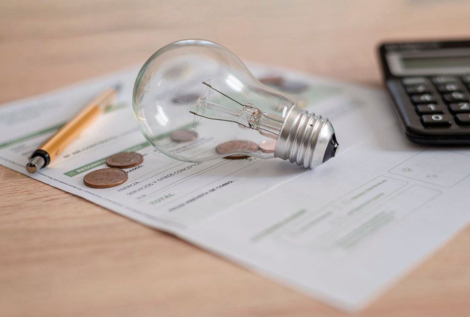 Energy Bill Form and Light Bulb
