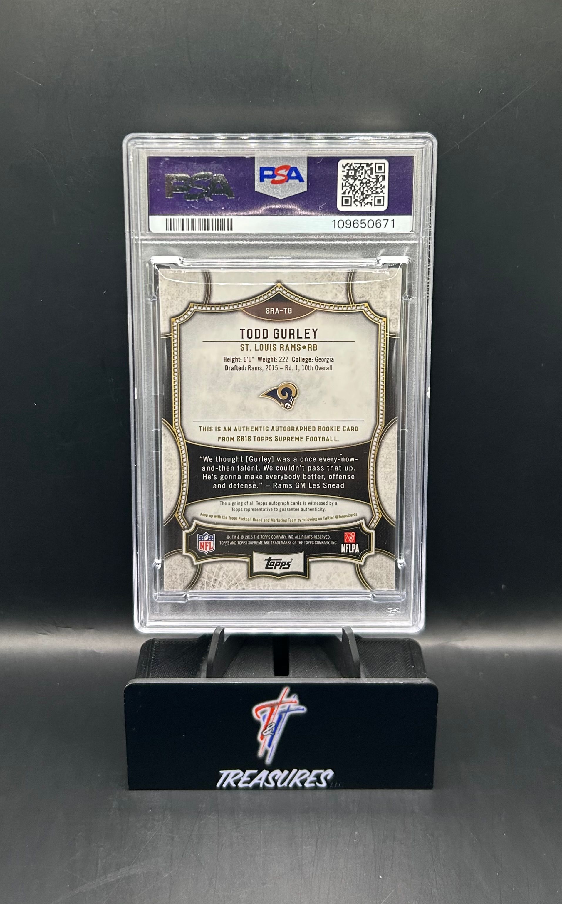 Todd Gurley RC Green Auto 7/25 PSA 9