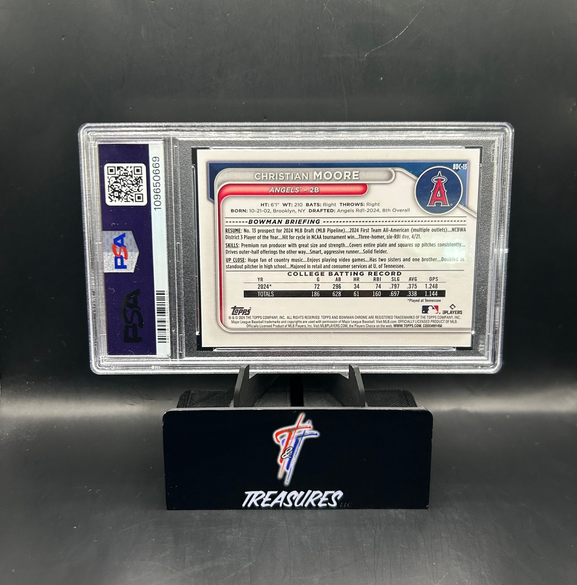 Christian Moore 66/75 Yellow 1st Bowman PSA 9