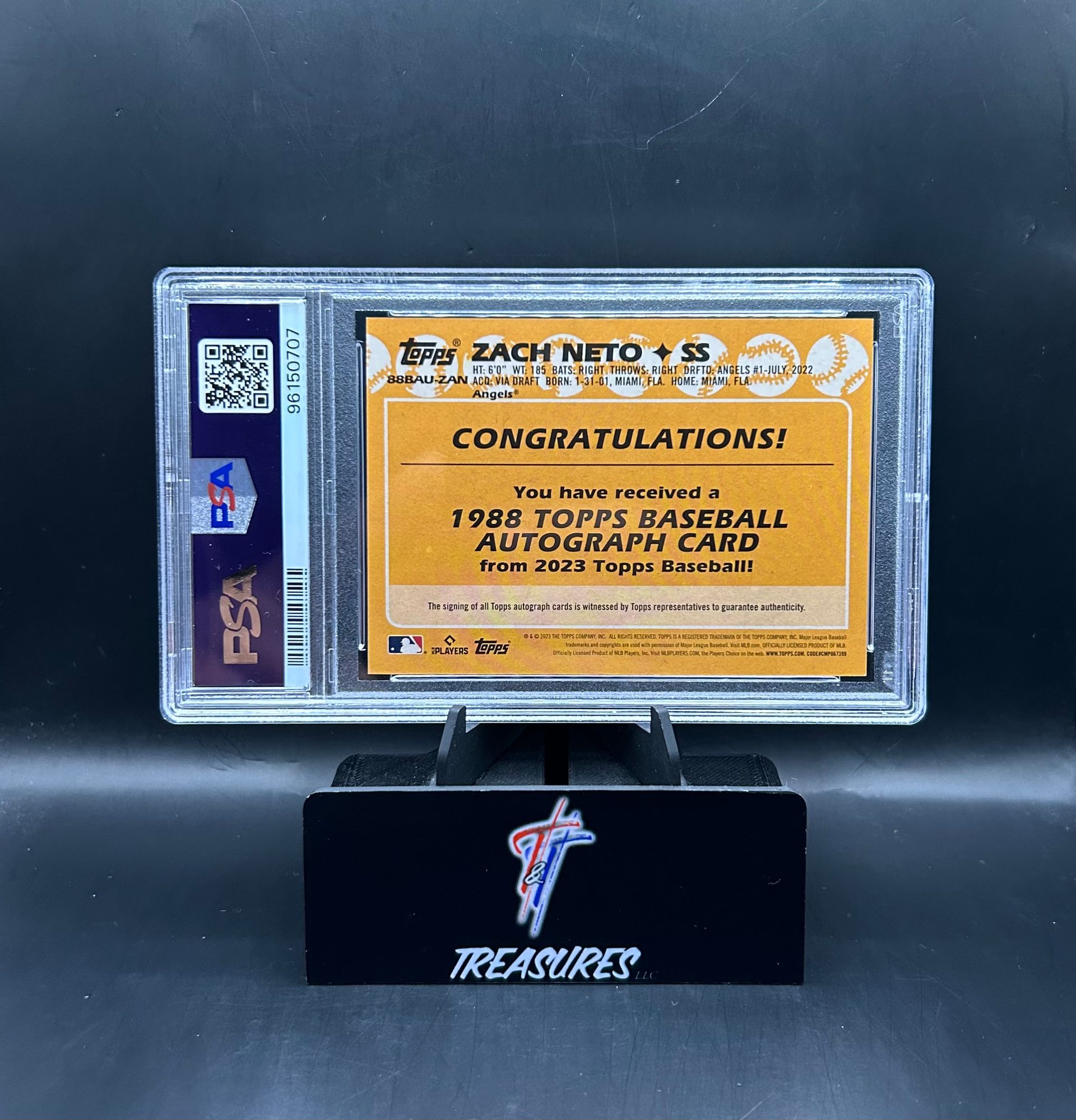 Zach Neto RC 1988 Topps Auto PSA 10