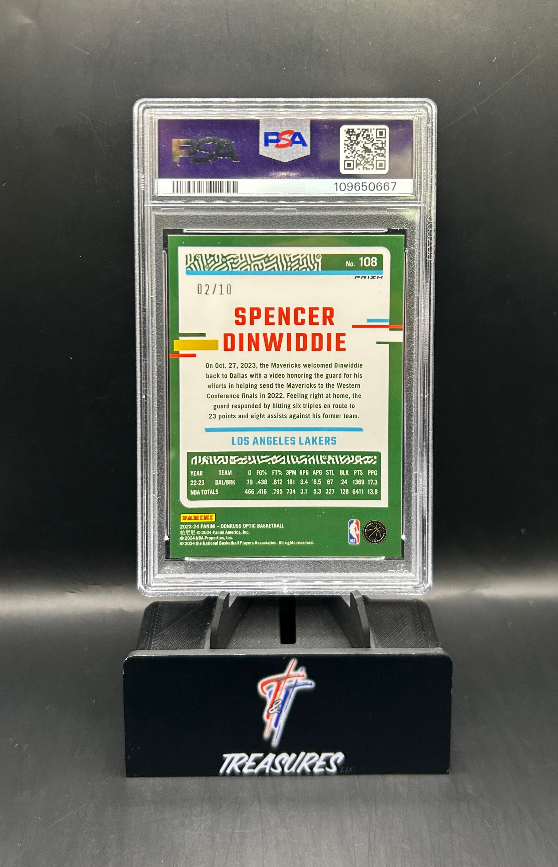 Spencer Dinwiddie 2/10 Gold International PSA 9
