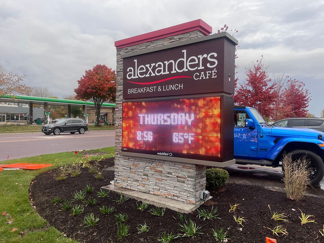 Electronic Message Center for Alexanders Cafe