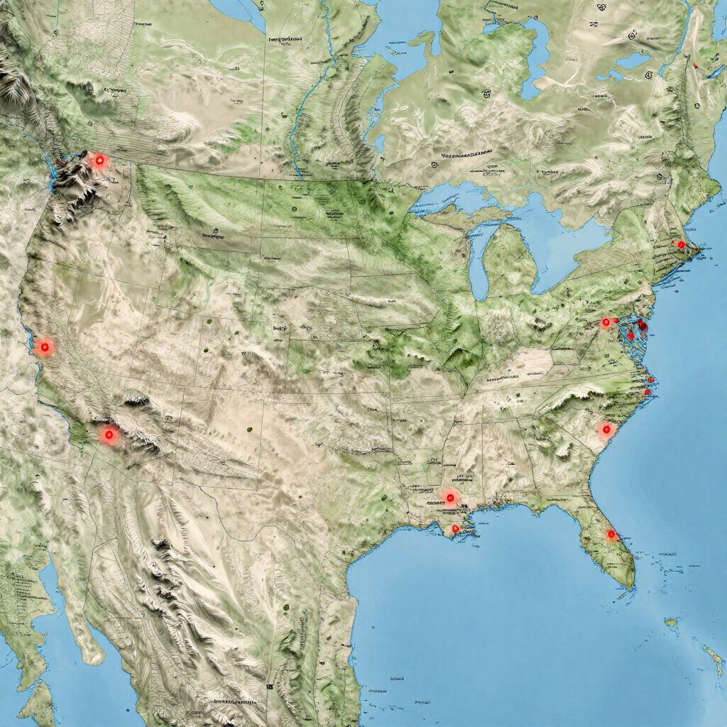 Nationwide map of services within the USA