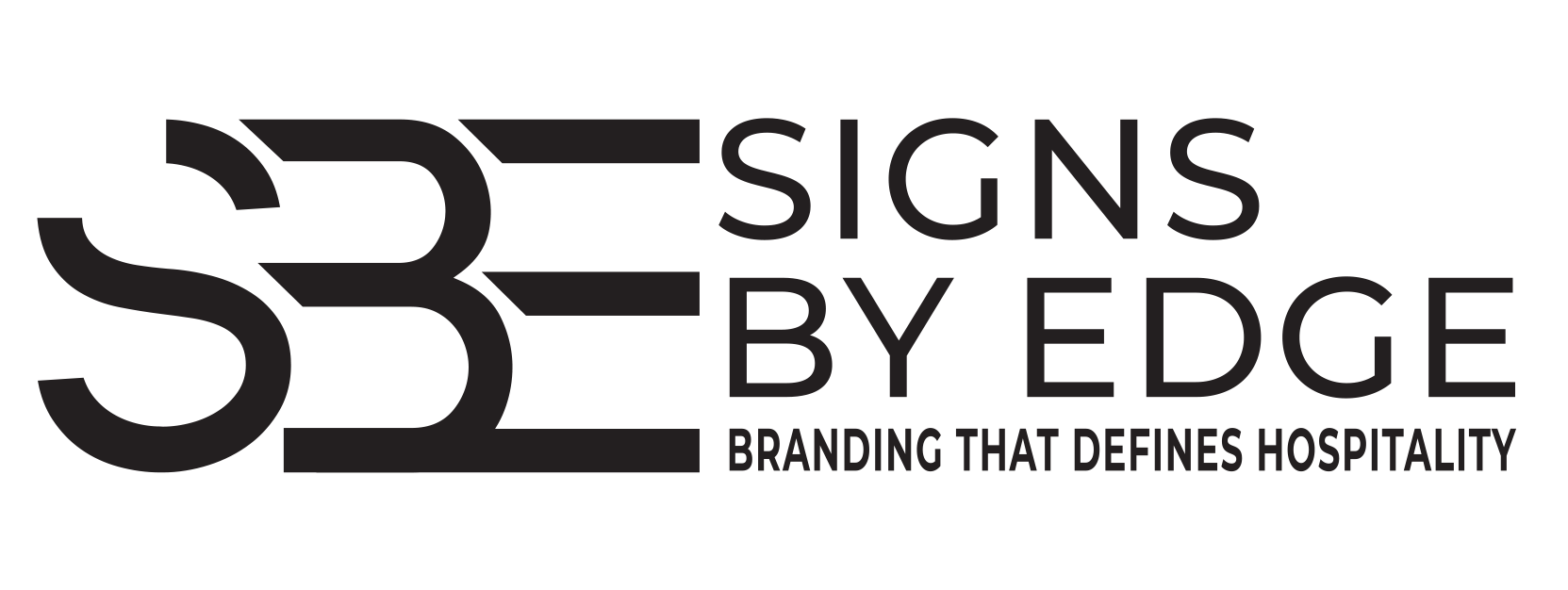 Logo for Signs By Edge: SBE initials stacked with 