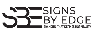 Logo for Signs By Edge: SBE initials stacked with 