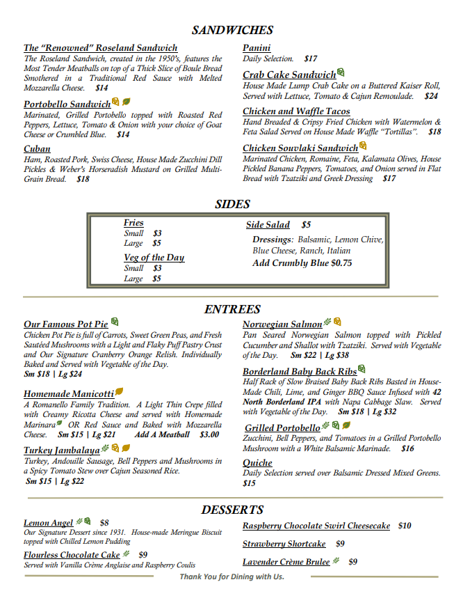 Our Menu | Old Orchard Inn | East Aurora, Alden, Buffalo & Hamburg, NY