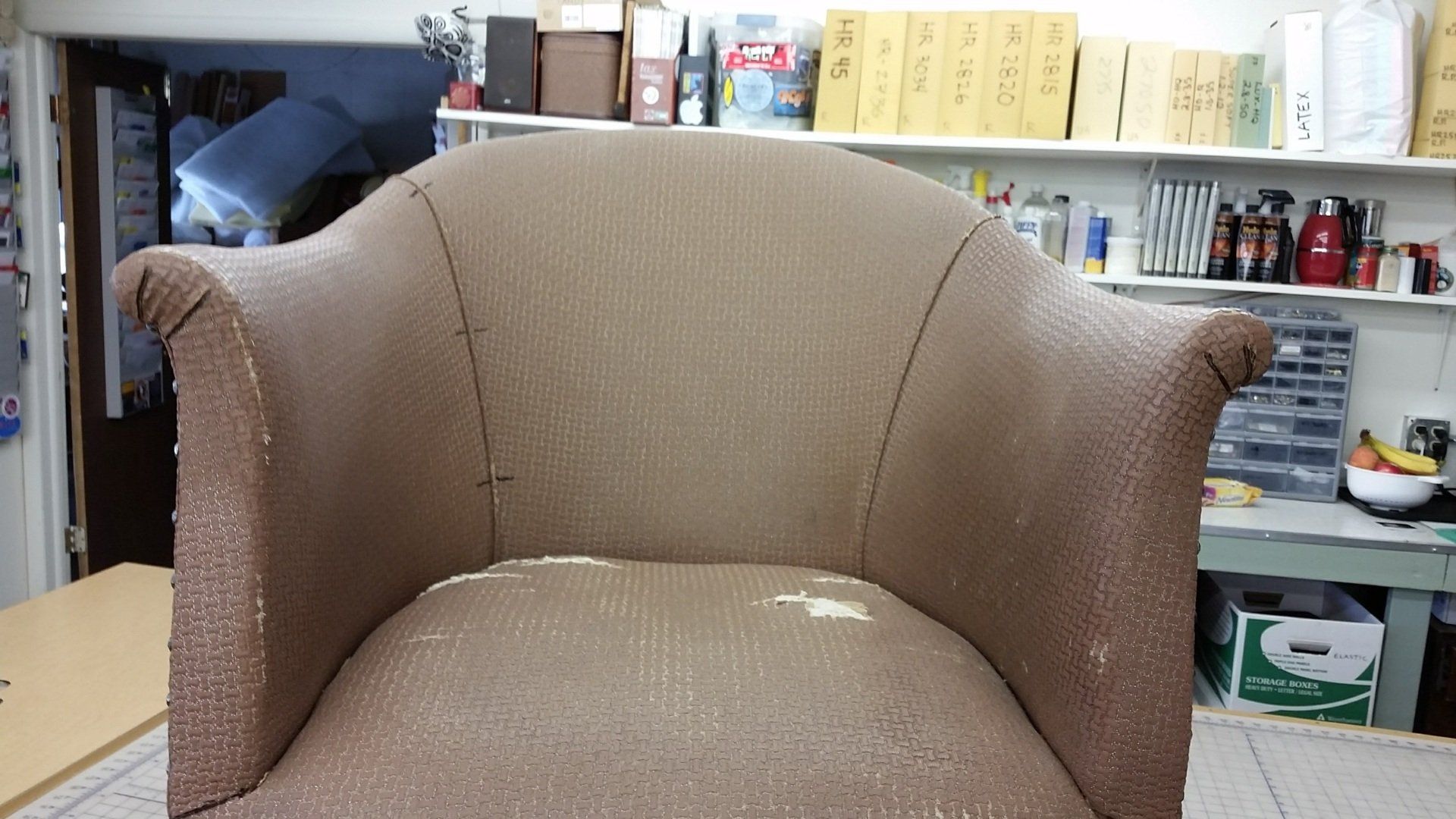 Barrel Chair Before | Belgrade, MT | The Stitch House