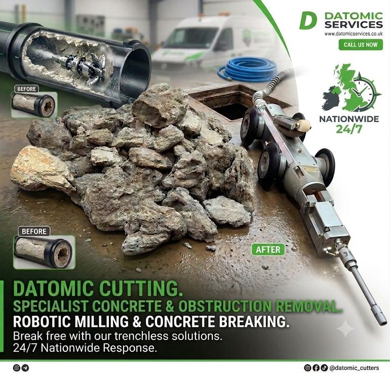Robotic Cutting Removing Concrete in Blocked Drains