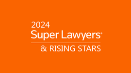 Orange title card reading “2024 Super Lawyers & Rising Stars”