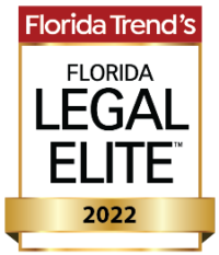 Florida Trend’s Florida Legal Elite 2022 badge with red, black, and gold design