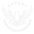 Osprey Construction & Inspections logo: an eagle with outstretched wings holding a hammer and magnifying glass.