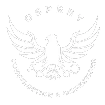 Osprey Construction & Inspections logo: an eagle with outstretched wings holding a hammer and magnifying glass.