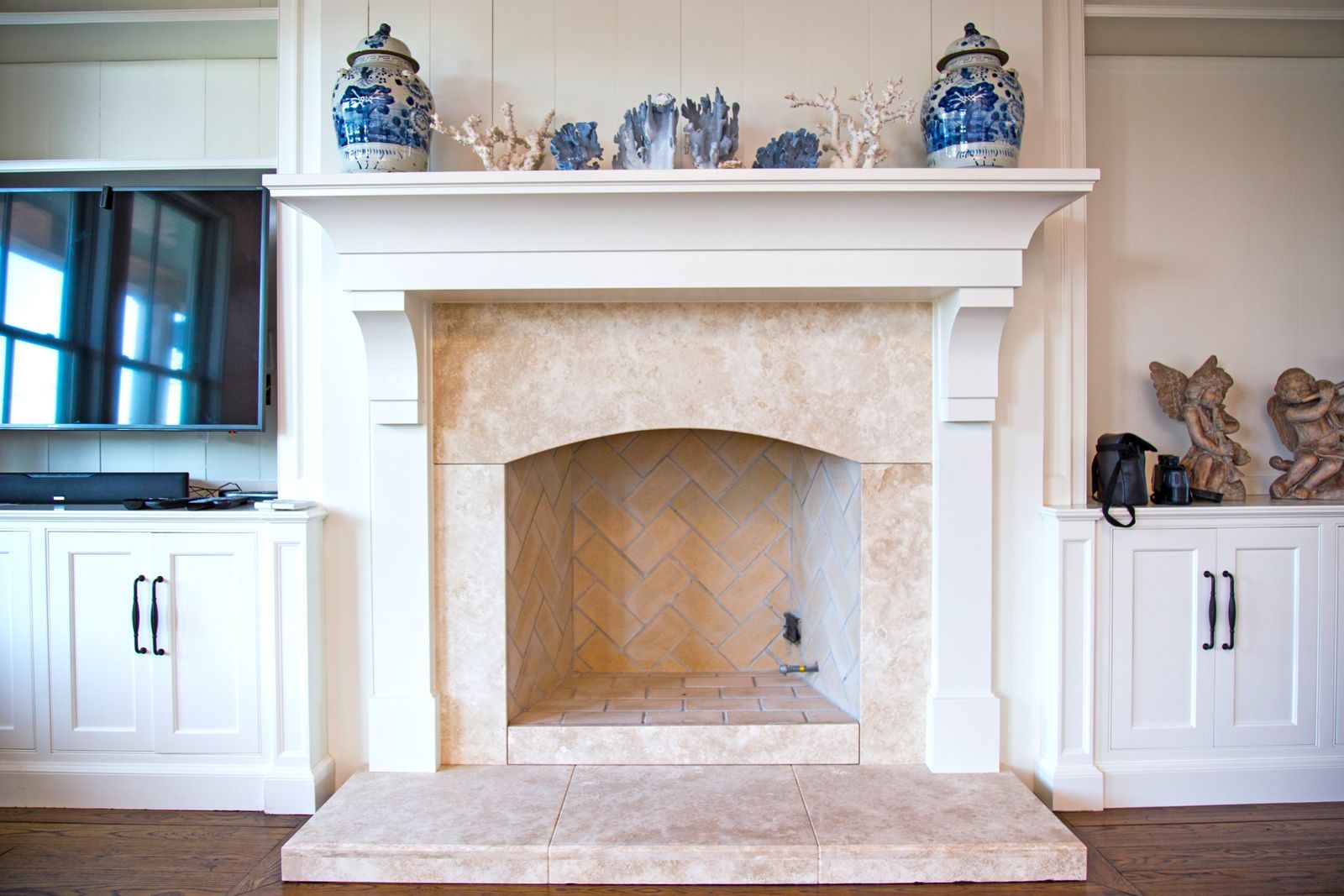 Limestone Fireplace | Emerald Isle, NC | Artisan Granite and Marble
