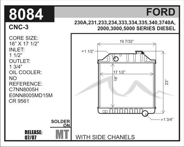 thumbnail image 2 of Eagle Cooling Radiator For Ford New Holland Tractors – 231, 233, 250C, 333, 340, 420, 445, 3000, 4000 2 of 5