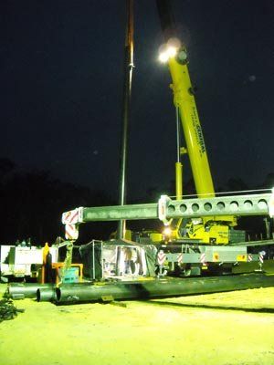 cranes placing water bore