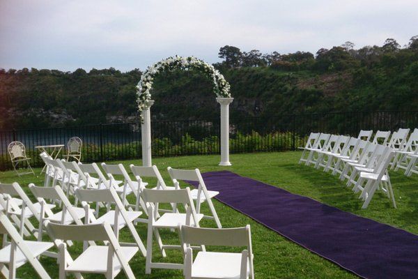ceremony with purple carpet