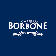 il logo del caffè borbone è su sfondo blu .