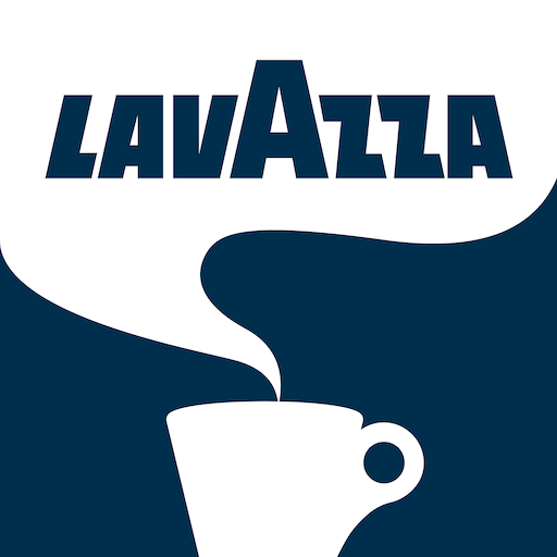 un logo lavazza con una tazza di caffè su sfondo blu