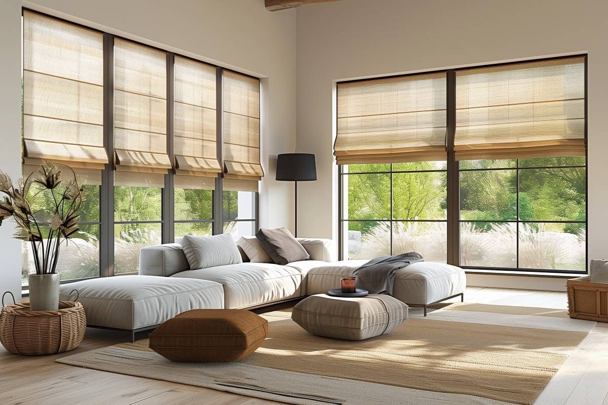 Cellular shades in a luxurious living room near Sonoma, CA