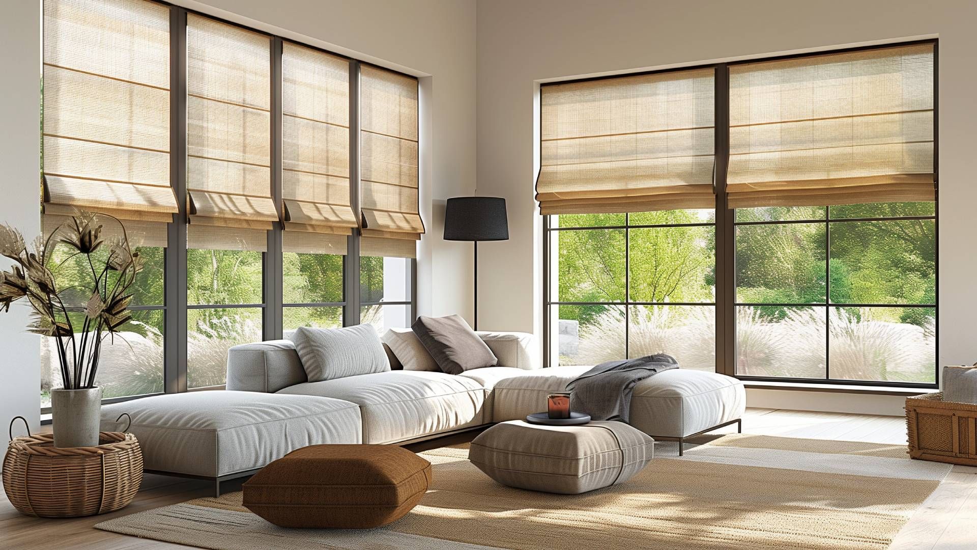 Cellular shades in a luxurious living room near Sonoma, CA