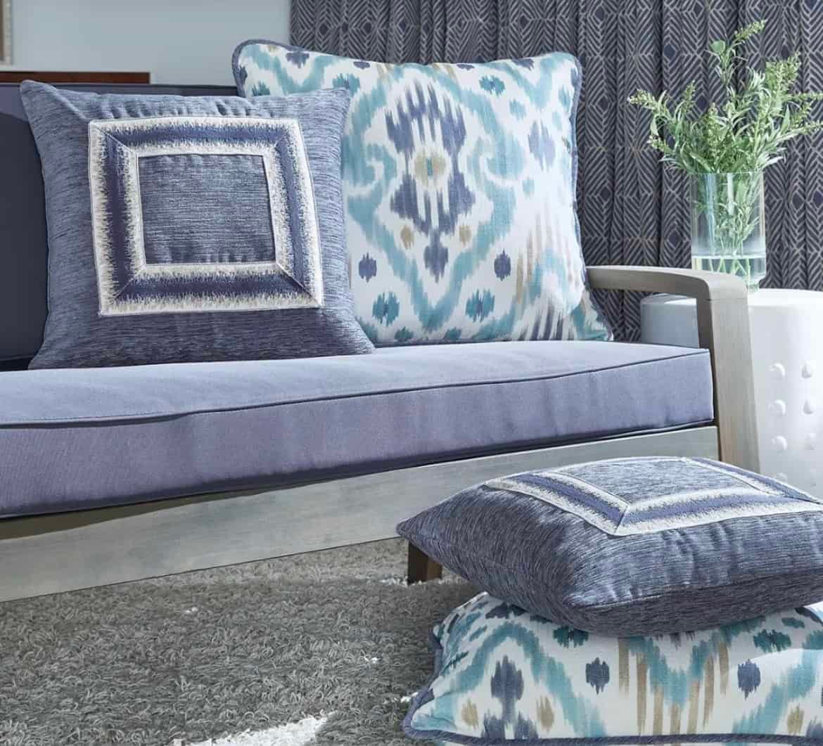 Blue pillows and rugs in a living room near Sonoma, California (CA)