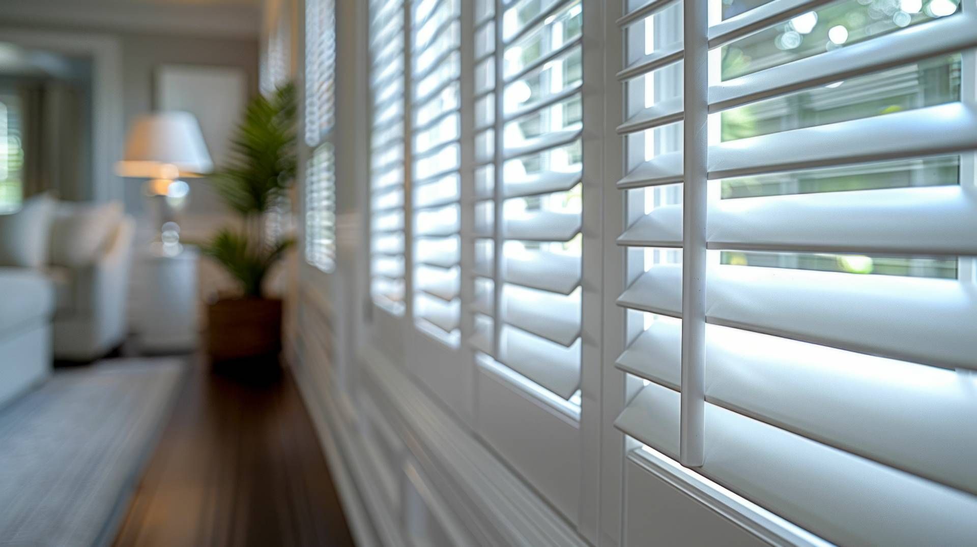 Modern plantation shutters covering a window near Sonoma, CA