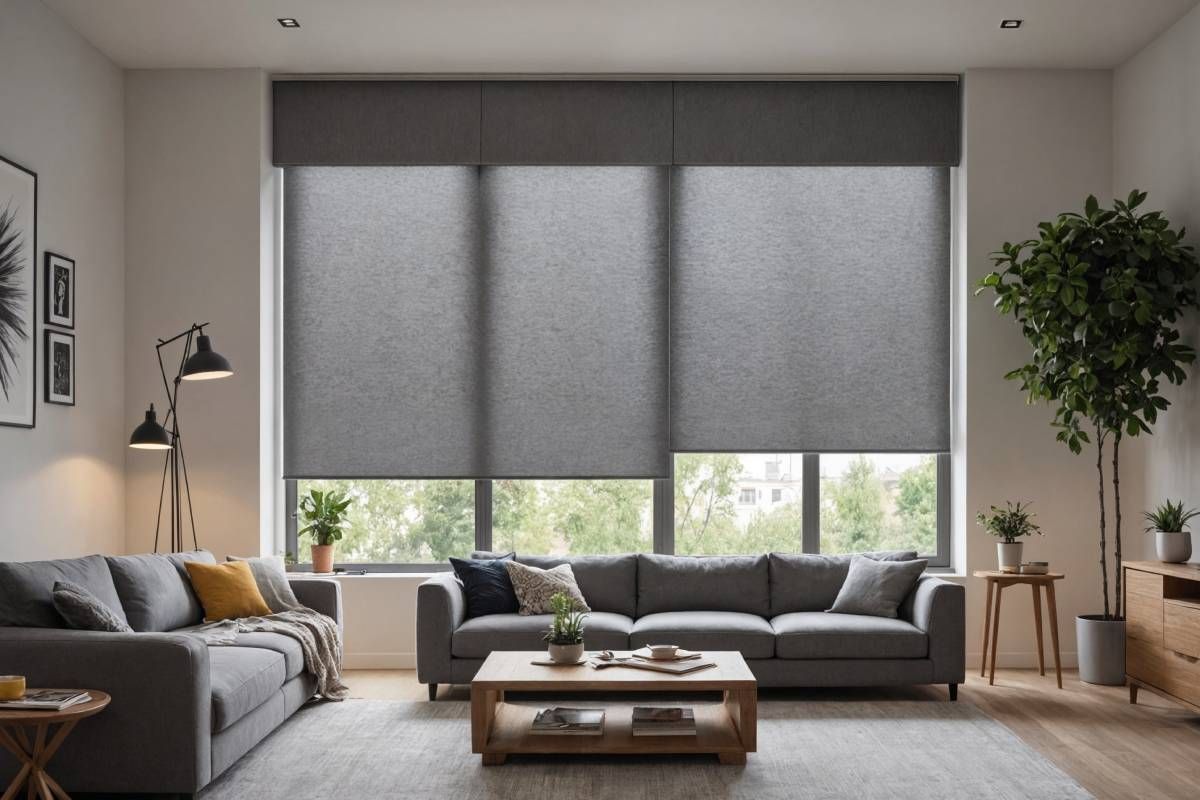 Blackout roller shades in a living room near Sonoma, CA