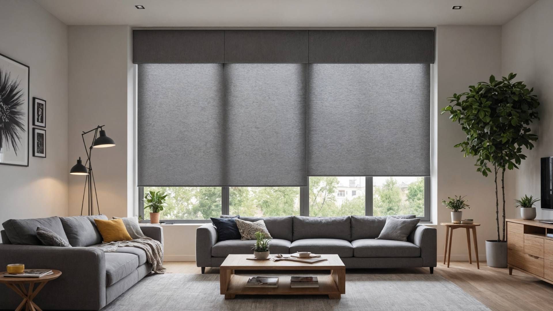 Blackout roller shades in a living room near Sonoma, CA