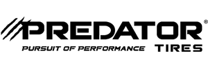 Predator Tires logo in black text with a claw mark graphic on the left and the slogan 