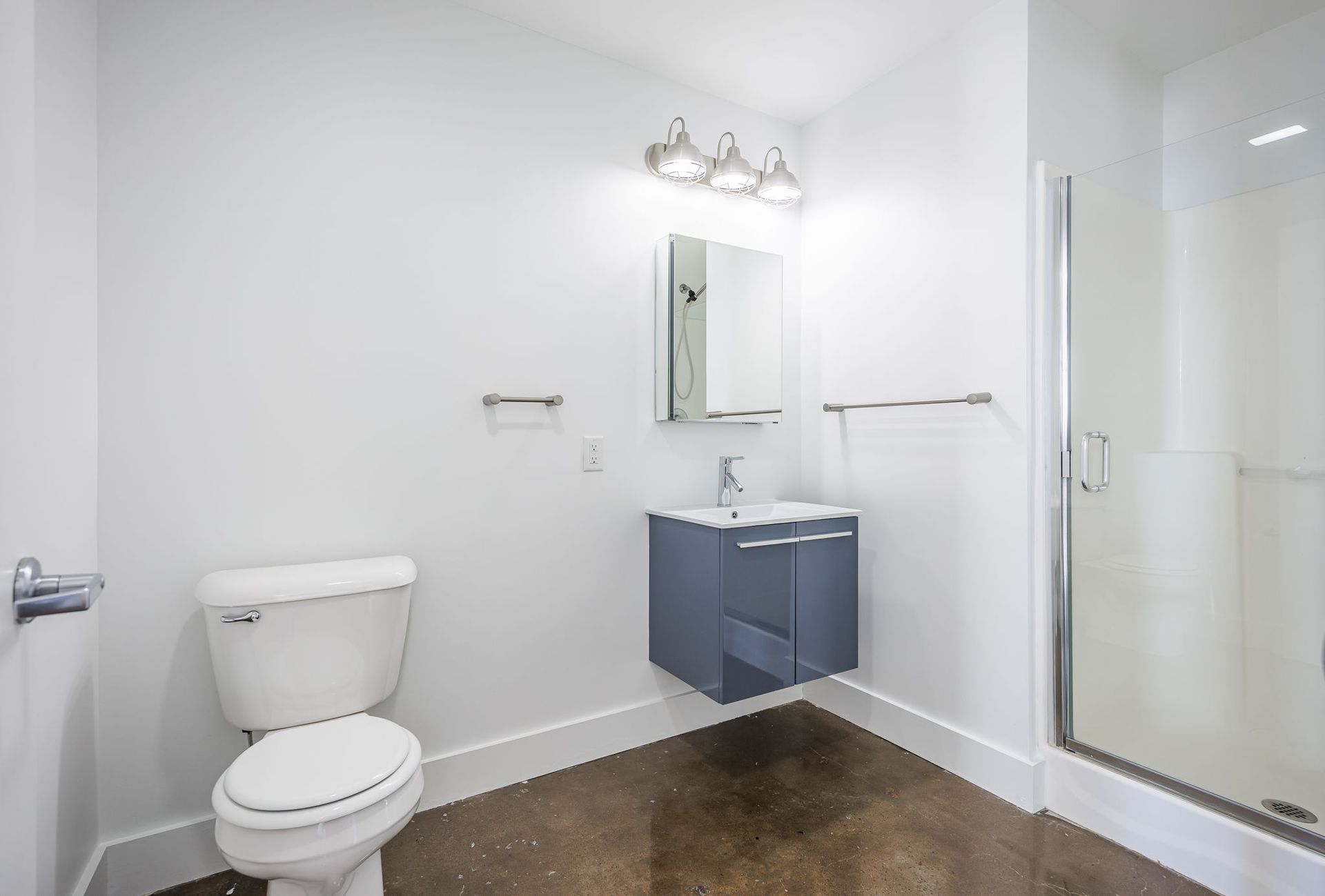 Bright bathroom with walk-in shower