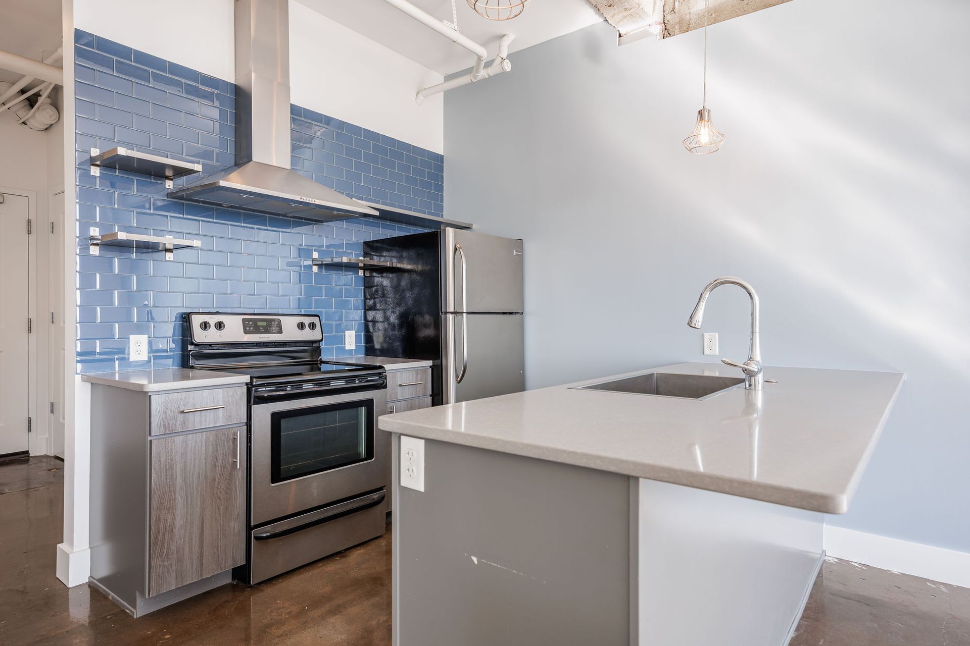 Modern kitchen with stainless steel appliances