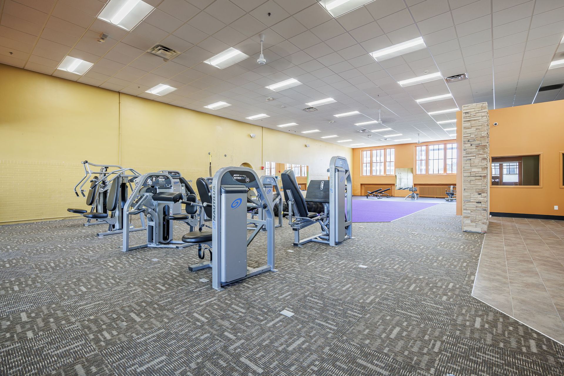 Fitness center with weight machines