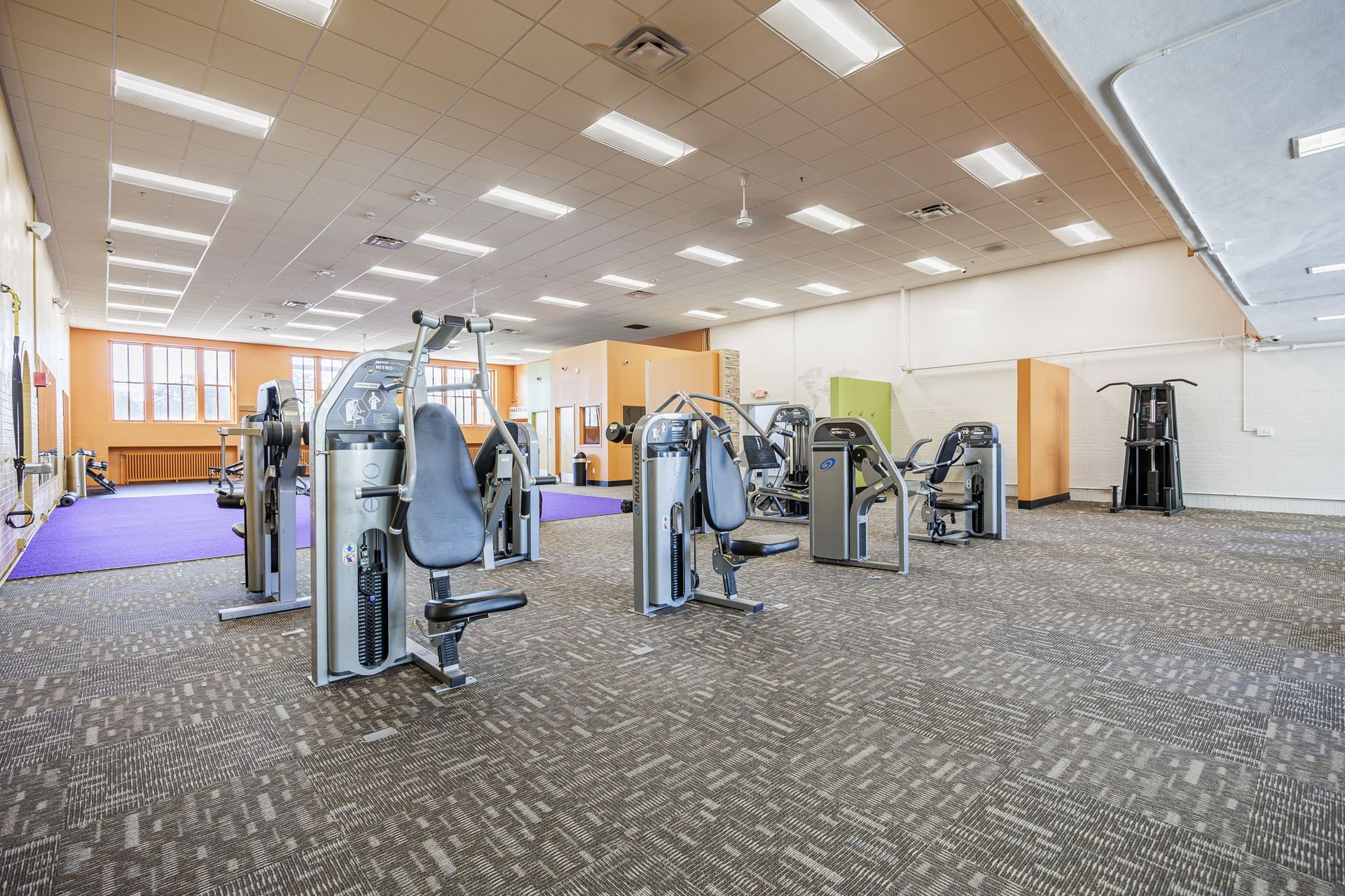 Fitness center with weight machines